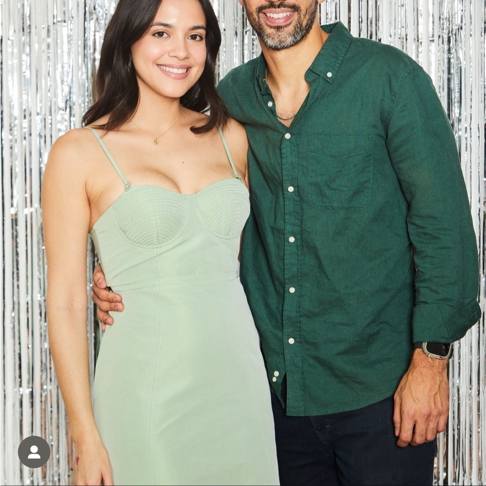 Mango sage cocktail midi dress